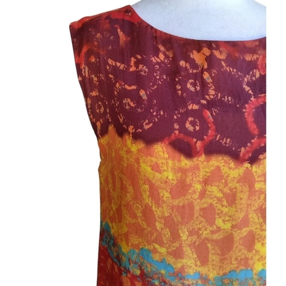 Alice + Olivia Colorful Abstract Print Silk Sleeveless Blouse Size Small